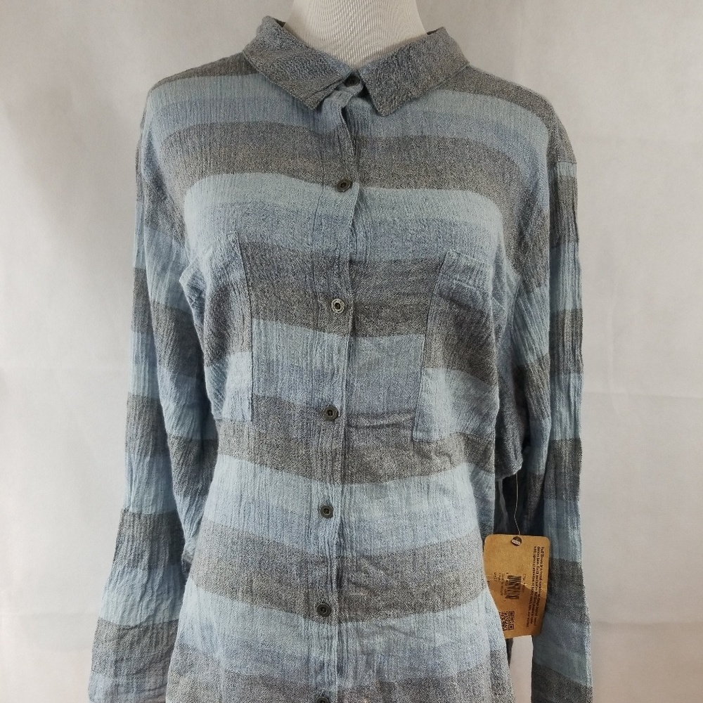 Ruff Hewn womens long sleeve button down blue 3X